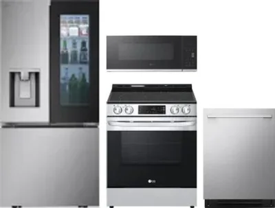 4 Piece Package Includes Refrigerator, Range, Microwave And Dishwasher