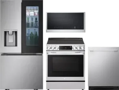 4 Piece Package Includes Refrigerator, Range, Microwave And Dishwasher