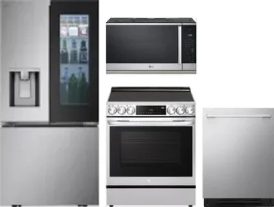 4 Piece Package Includes Refrigerator, Range, Microwave And Dishwasher