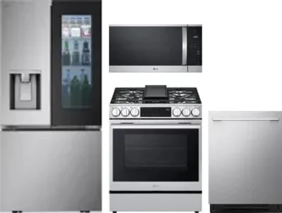 4 Piece Package Includes Refrigerator, Range, Microwave And Dishwasher