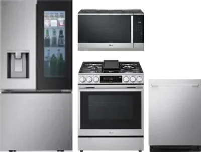 4 Piece Package Includes Refrigerator, Range, Microwave And Dishwasher