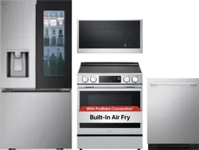 4 Piece Package Includes Refrigerator, Range, Microwave And Dishwasher