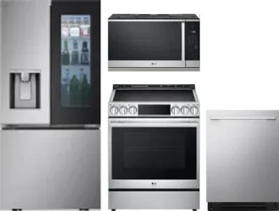 4 Piece Package Includes Refrigerator, Range, Microwave And Dishwasher