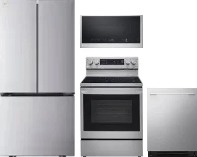 4 Piece Package Includes Refrigerator, Range, Microwave And Dishwasher