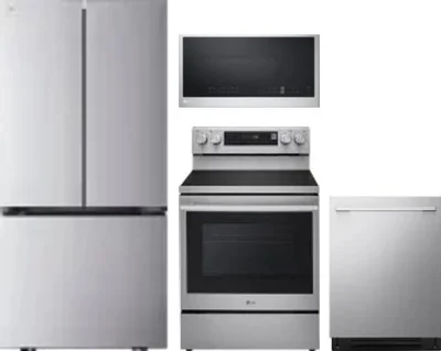 4 Piece Package Includes Refrigerator, Range, Microwave And Dishwasher