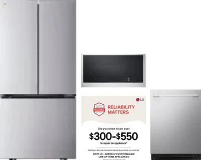 4 Piece Package Includes Refrigerator, Range, Microwave And Dishwasher