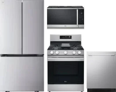 4 Piece Package Includes Refrigerator, Range, Microwave And Dishwasher