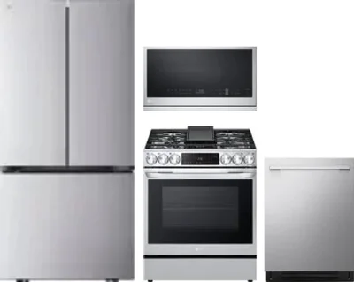 4 Piece Package Includes Refrigerator, Range, Microwave And Dishwasher