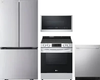 4 Piece Package Includes Refrigerator, Range, Microwave And Dishwasher