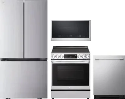 4 Piece Package Includes Refrigerator, Range, Microwave And Dishwasher