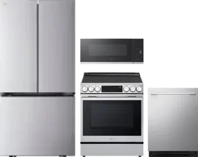 4 Piece Package Includes Refrigerator, Range, Microwave And Dishwasher