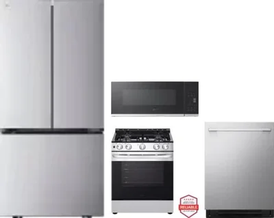 4 Piece Package Includes Refrigerator, Range, Microwave And Dishwasher