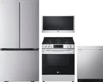 4 Piece Package Includes Refrigerator, Range, Microwave And Dishwasher