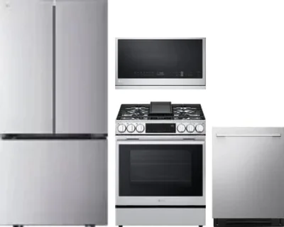 4 Piece Package Includes Refrigerator, Range, Microwave And Dishwasher