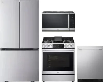 4 Piece Package Includes Refrigerator, Range, Microwave And Dishwasher