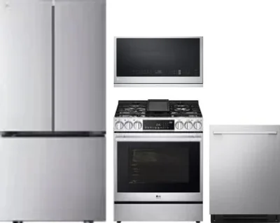 4 Piece Package Includes Refrigerator, Range, Microwave And Dishwasher