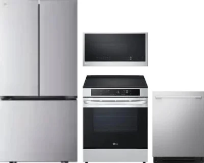 4 Piece Package Includes Refrigerator, Range, Microwave And Dishwasher