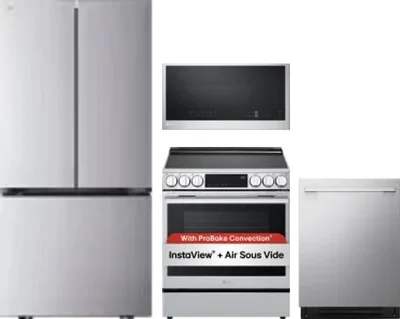 4 Piece Package Includes Refrigerator, Range, Microwave And Dishwasher