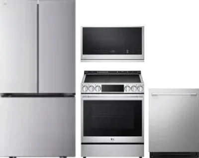4 Piece Package Includes Refrigerator, Range, Microwave And Dishwasher