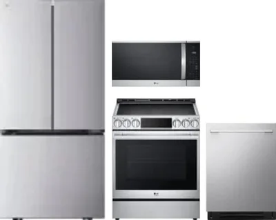 4 Piece Package Includes Refrigerator, Range, Microwave And Dishwasher