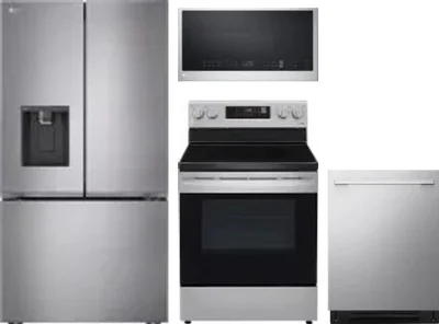 4 Piece Package Includes Refrigerator, Range, Microwave And Dishwasher