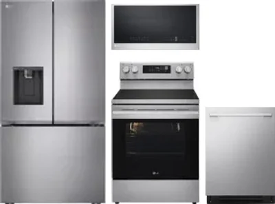 4 Piece Package Includes Refrigerator, Range, Microwave And Dishwasher