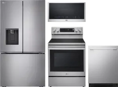 4 Piece Package Includes Refrigerator, Range, Microwave And Dishwasher
