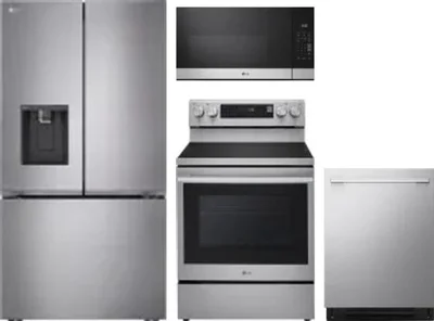 4 Piece Package Includes Refrigerator, Range, Microwave And Dishwasher