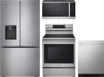 4 Piece Package Includes Refrigerator, Range, Microwave And Dishwasher