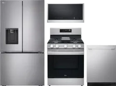 4 Piece Package Includes Refrigerator, Range, Microwave And Dishwasher