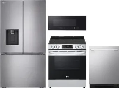 4 Piece Package Includes Refrigerator, Range, Microwave And Dishwasher