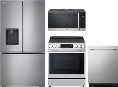4 Piece Package Includes Refrigerator, Range, Microwave And Dishwasher