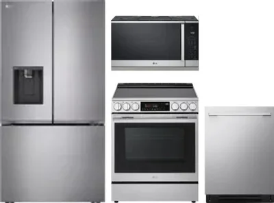 4 Piece Package Includes Refrigerator, Range, Microwave And Dishwasher