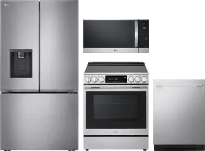4 Piece Package Includes Refrigerator, Range, Microwave And Dishwasher
