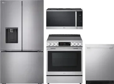 4 Piece Package Includes Refrigerator, Range, Microwave And Dishwasher