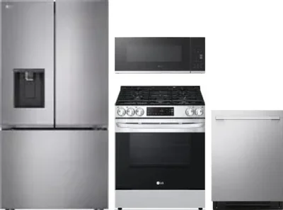 4 Piece Package Includes Refrigerator, Range, Microwave And Dishwasher