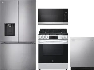 4 Piece Package Includes Refrigerator, Range, Microwave And Dishwasher