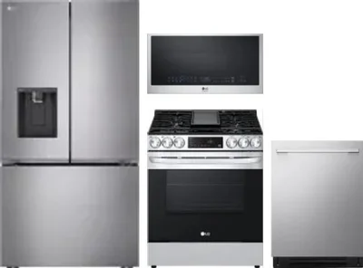4 Piece Package Includes Refrigerator, Range, Microwave And Dishwasher