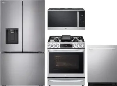 4 Piece Package Includes Refrigerator, Range, Microwave And Dishwasher