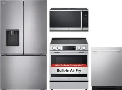 4 Piece Package Includes Refrigerator, Range, Microwave And Dishwasher