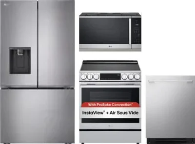 4 Piece Package Includes Refrigerator, Range, Microwave And Dishwasher