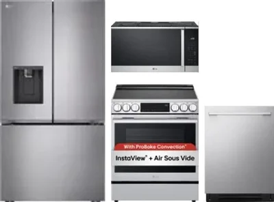 4 Piece Package Includes Refrigerator, Range, Microwave And Dishwasher