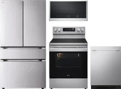 4 Piece Package Includes Refrigerator, Range, Microwave And Dishwasher