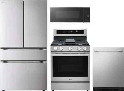 4 Piece Package Includes Refrigerator, Range, Microwave And Dishwasher