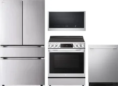 4 Piece Package Includes Refrigerator, Range, Microwave And Dishwasher