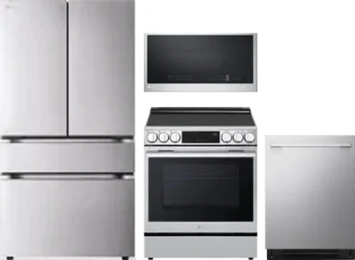 4 Piece Package Includes Refrigerator, Range, Microwave And Dishwasher