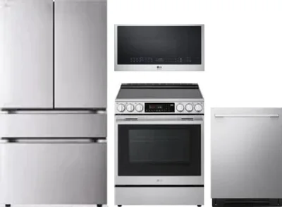 4 Piece Package Includes Refrigerator, Range, Microwave And Dishwasher