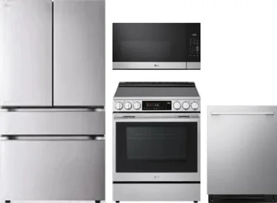 4 Piece Package Includes Refrigerator, Range, Microwave And Dishwasher