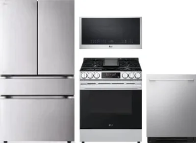 4 Piece Package Includes Refrigerator, Range, Microwave And Dishwasher