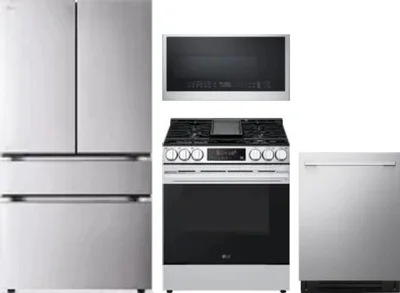 4 Piece Package Includes Refrigerator, Range, Microwave And Dishwasher